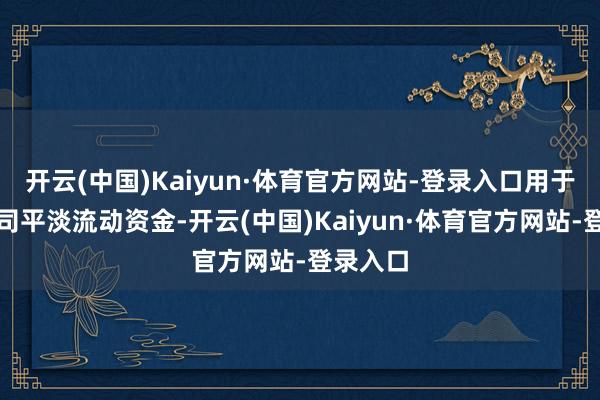 开云(中国)Kaiyun·体育官方网站-登录入口用于补没收司平淡流动资金-开云(中国)Kaiyun·体育官方网站-登录入口